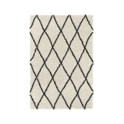 SHAMA 450 Grand tapis de salon Shaggy - 160x230 cm - crème