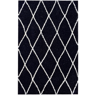 SHAMA 450 Tapis de salon Shaggy - 120x160 cm - noir