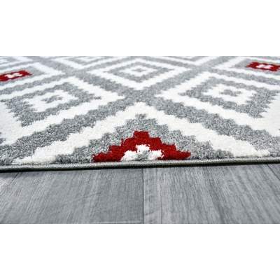 Tapis De Salon Scandinave Tavla Rouge Gris Et Blanc 160 X 230 Cm