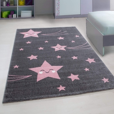 STELLA - Tapis chambre enfant - 120 x 170 cm - rose et gris